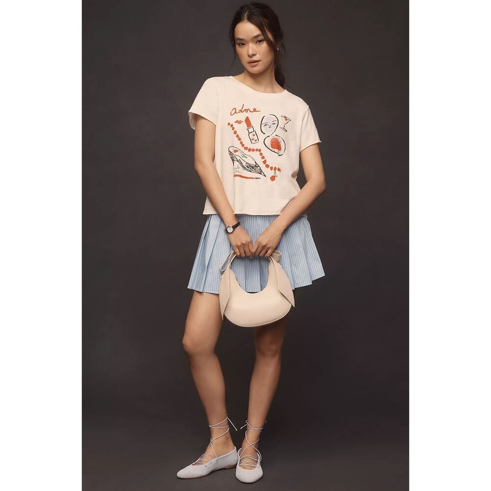 Anthropologie Maeve x Phthalo Ruth Adore Graphic Tee Cotton Boxy small petite NE - Picture 5 of 10